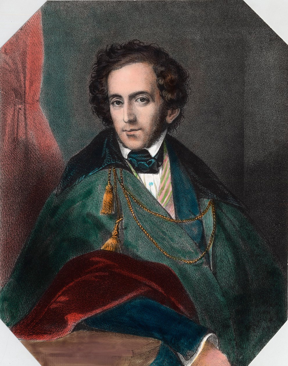 フェリックス・メンデルスゾーン（1809 - 1847）の肖像。19世紀のエングレーヴィング。個人蔵。 作： 無名の画家