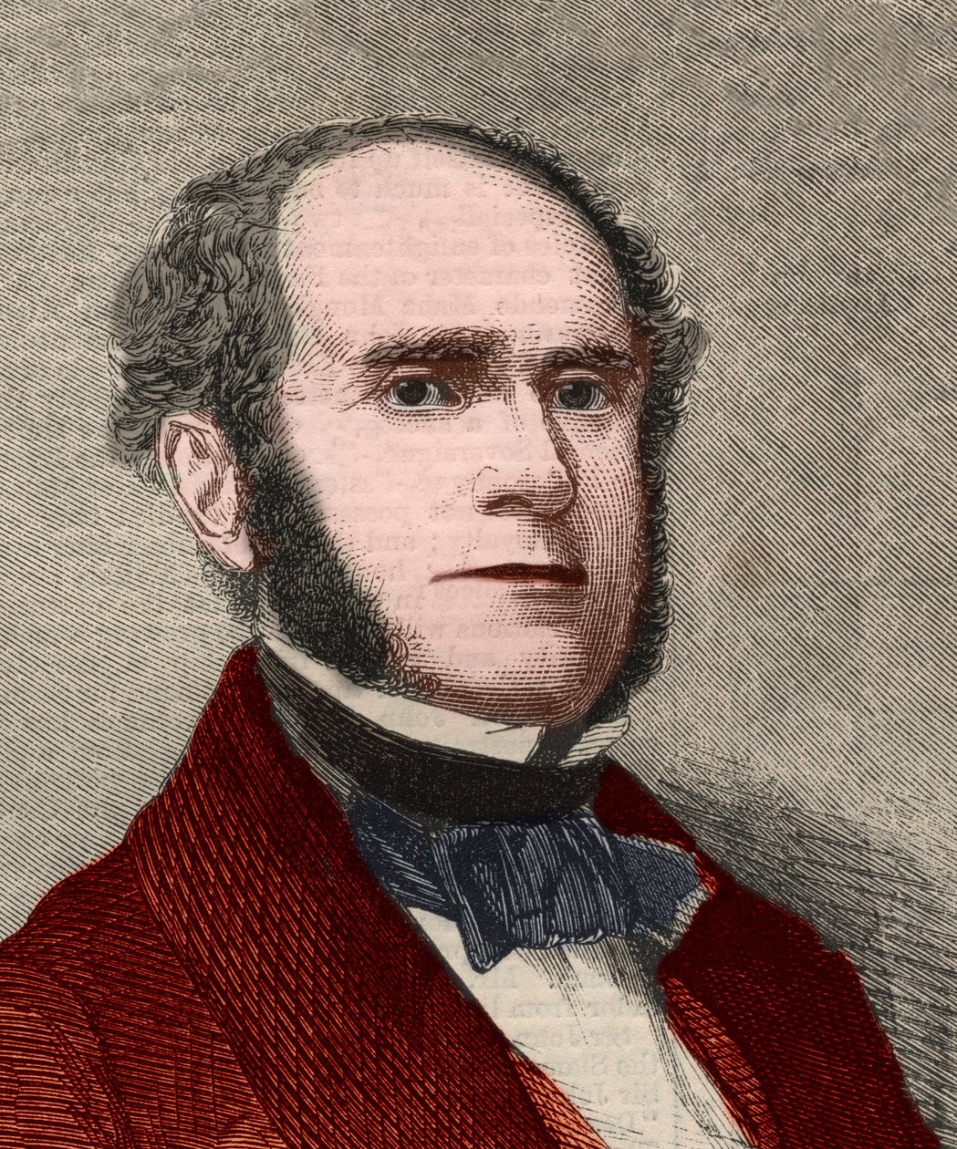 アメリカの詩人、フィッツ＝グリーン（Fitz Greene）ハレック（1790-1867）の肖像。1858年1月23日の「The illustrated London News」に掲載されたエングレーヴィング。 作： 無名の画家