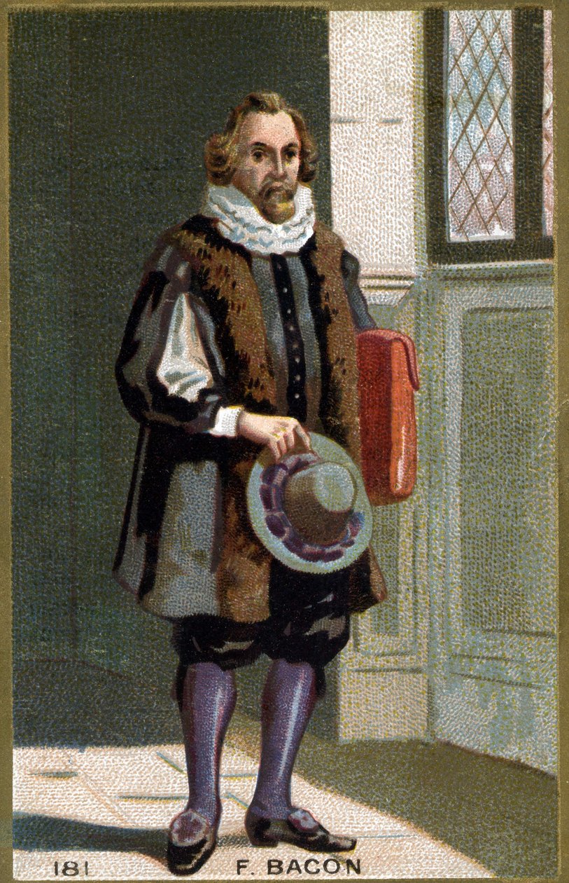 Francis Bacon Baron Verulam (1561 - 1626) 政治家、イギリスの哲学者の肖像。19世紀のクロモリトグラフ。 作： 無名の画家