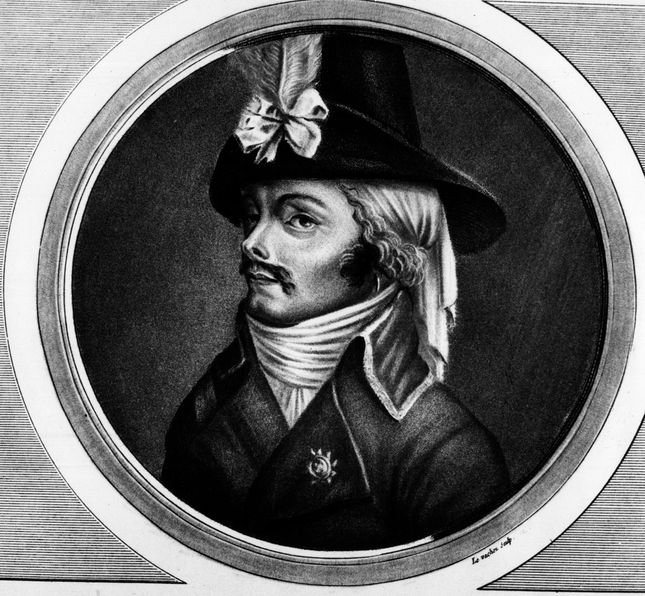 フランソワ・アタナセ(Francois-Athanase) De Charette de la Contrie (1763 - 1796)の肖像、販売。"フランス革命の歴史的絵画全集（全3巻）"に掲載されたエングレーヴィング。1804. 作： 無名の画家