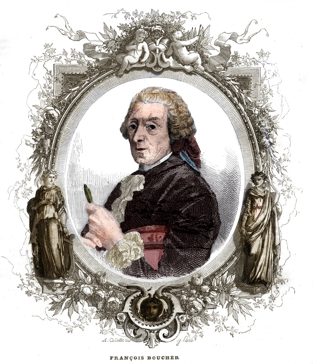 フランスの画家、フランソワ・ブーシェ（1703-1770）の肖像。 作： 無名の画家