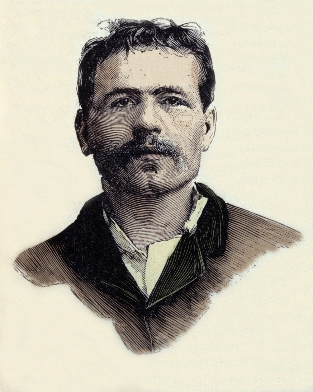 フランソワ・クラウディウス・コーニグスタイン（1859-1892）の肖像、フランスのアナキスト・テロリスト活動家。19世紀のエングレーヴィング 作： 無名の画家