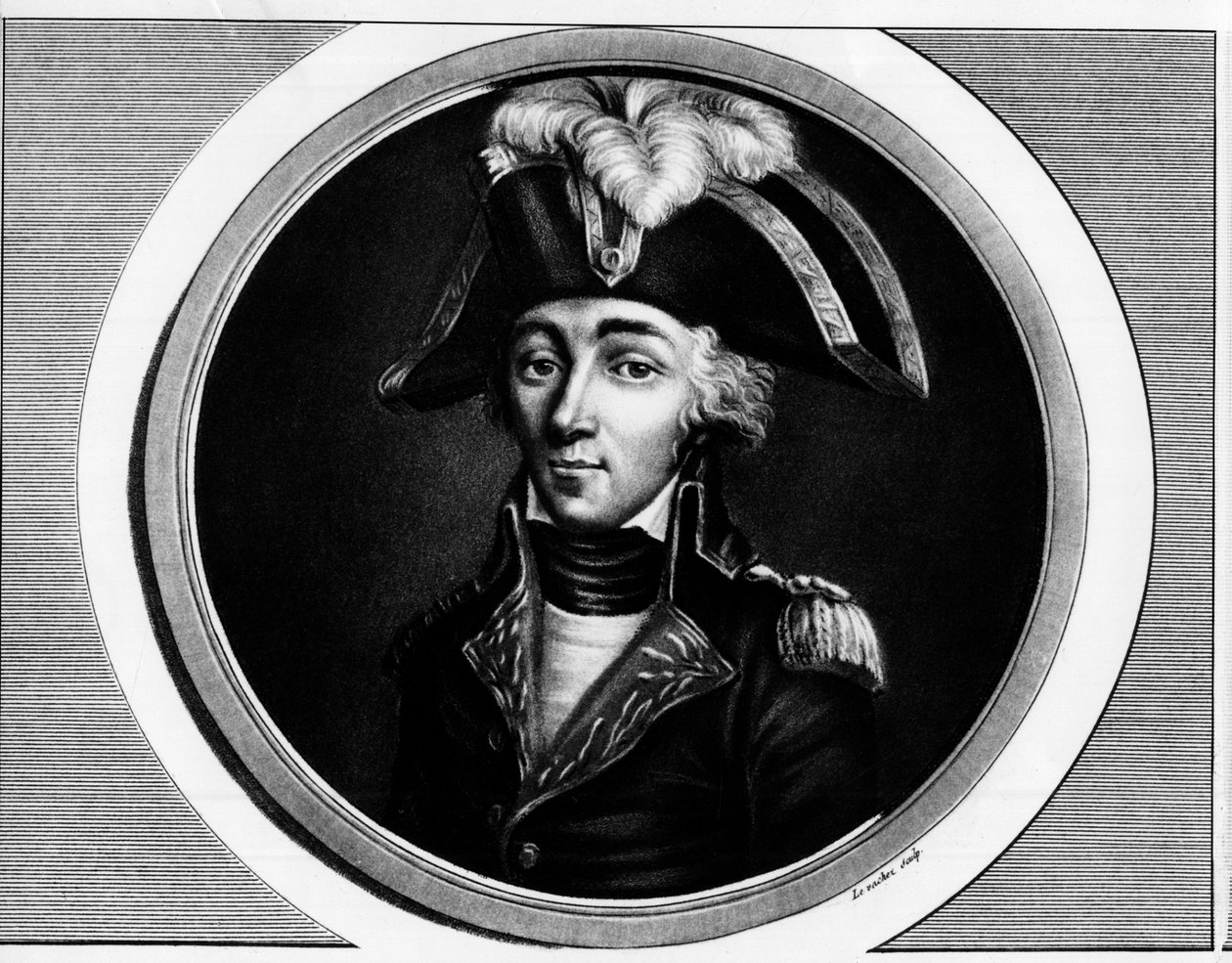 フランス革命家フランソワ・ハンリオ（1761-1794）の肖像-1804年「フランス革命史表全集」に掲載されたエングレーヴィング。 作： 無名の画家