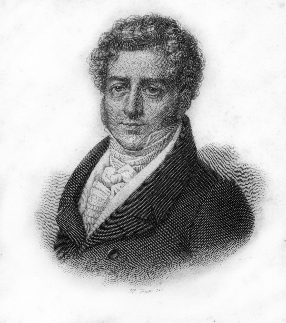 フランスの作曲家、フランソワ・アドリアン・ボワリュー（1775-1834）の肖像、19世紀のエングレーヴィング 作： 無名の画家