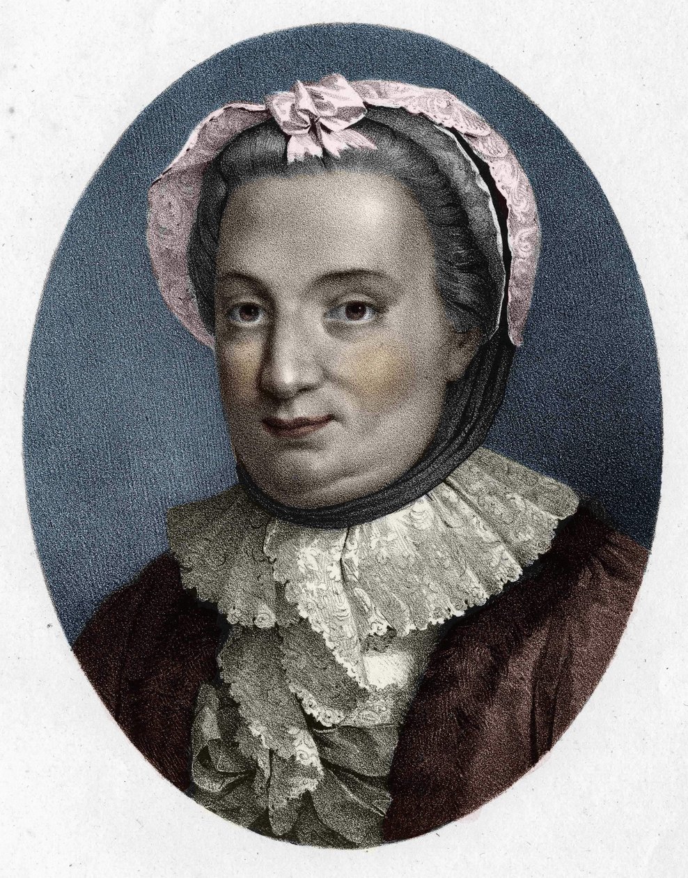 グラフィニー（Grafigny）夫人（1695-1758）であるフランソワーズ・ディセンブルグ・ダッポンクールの肖像。文字の女。 作： 無名の画家