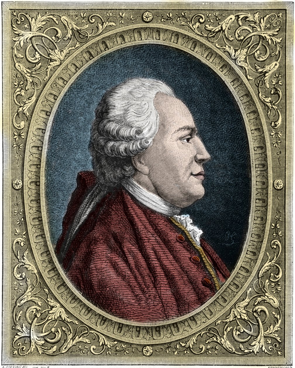 フランツ＝アントン・メスマー（1734-1815）（Frederic Antoine Mesmer - Franz Anton Mesmer）の肖像 ドイツの医師で、動物磁気説（メスメリズム）の創始者。19世紀のカラーエングレーヴィング。 作： 無名の画家