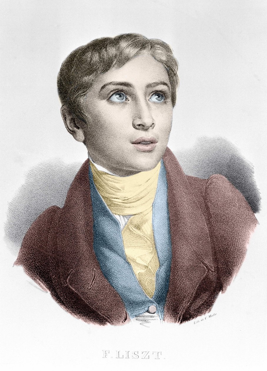 ハンガリーの作曲家・ピアニスト、フランツ・リスト（1811-1886）の肖像。 作： 無名の画家