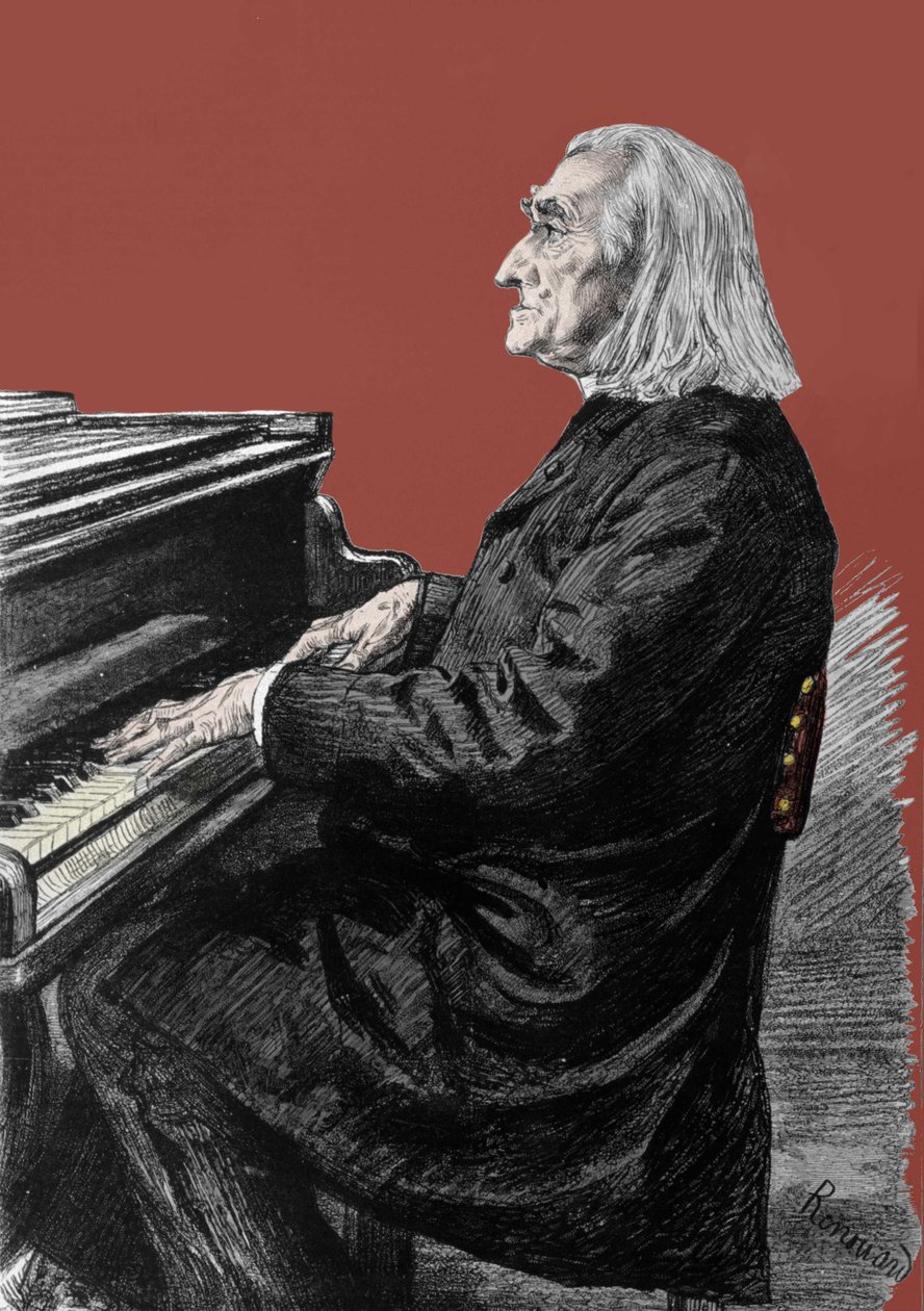 ハンガリーのピアノ作曲家・ピアニスト、フランツ・リスト（1811-1886）の肖像。 作： 無名の画家