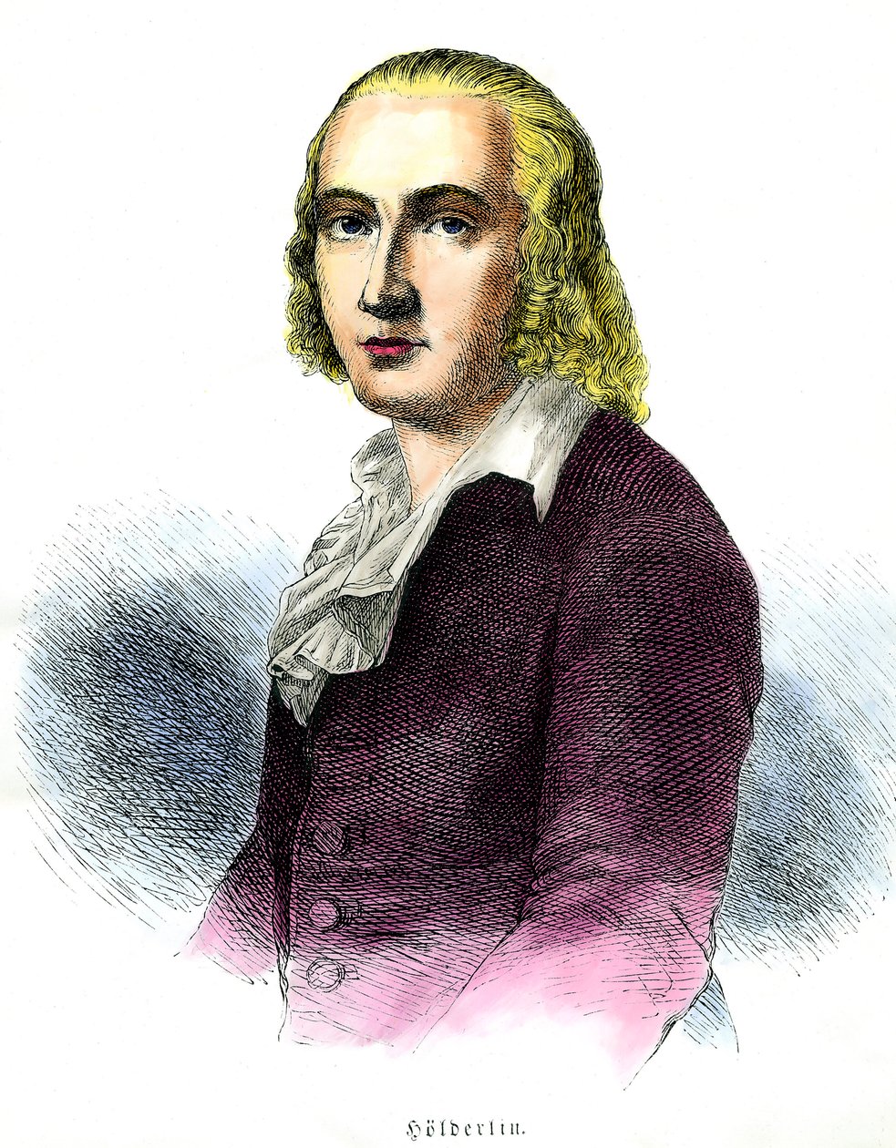 フリードリヒ・ヘルダーリン（1770-1843）の肖像 ドイツの詩人 19世紀のエングレーヴィング 個人蔵 作： 無名の画家