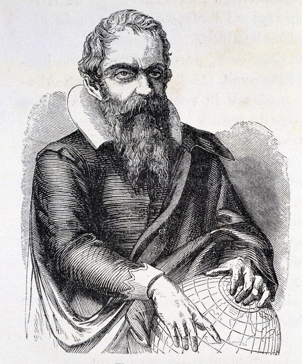 Galileo Galilei dit Galileo (1564 - 1642).の肖像、19世紀のエングレーヴィング。 作： 無名の画家