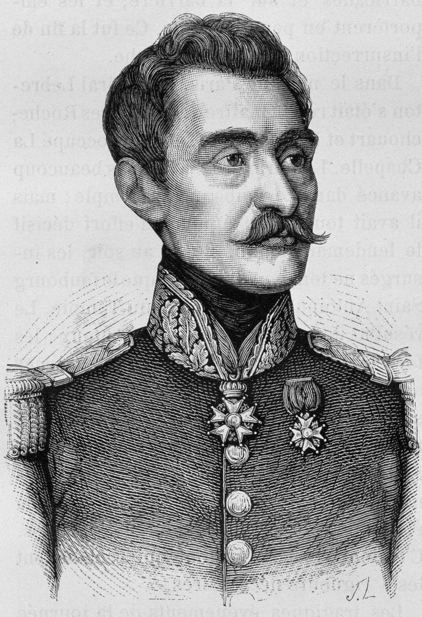 ブレア将軍の肖像。19世紀末、H.Martinの「Histoire de France」に掲載された版画。 作： 無名の画家