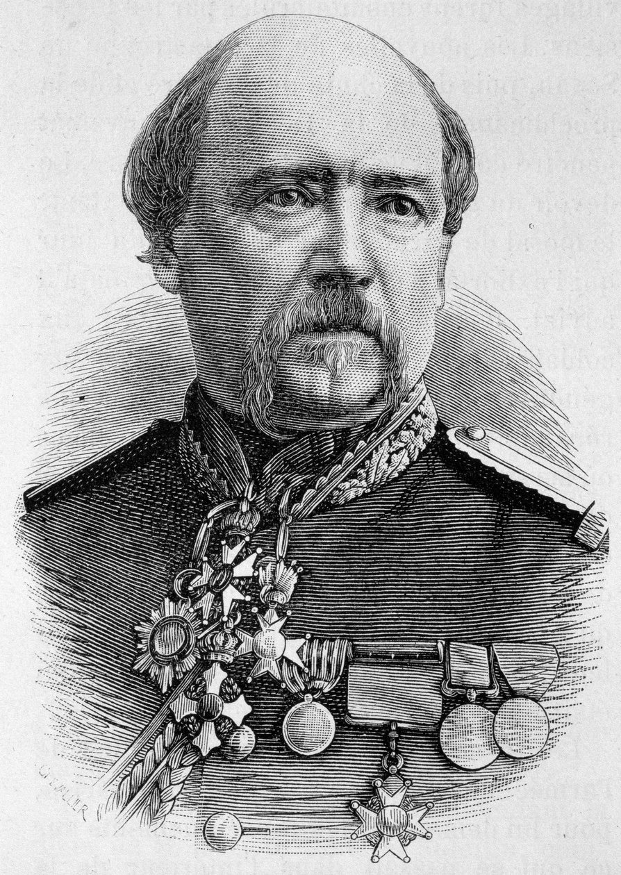 コフィニエール将軍の肖像。H.マルタンの『フランス史』に掲載された19世紀末の版画。 作： 無名の画家