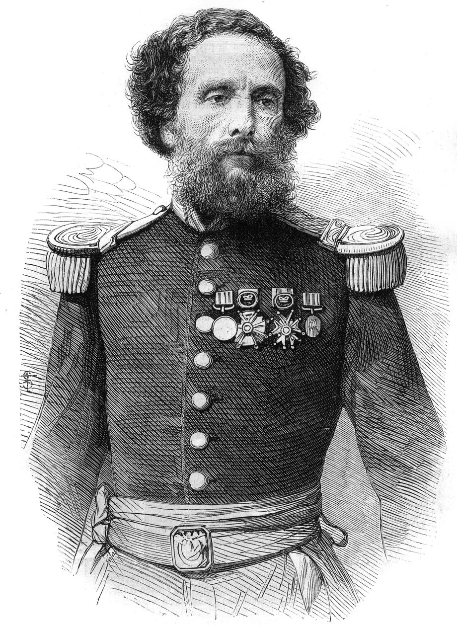 フアン・アントニオ・ペゼット将軍（1809-1879）の肖像（ペルー共和国大統領）。"The Illustrious Universe "に掲載されたエングレーヴィング 作： 無名の画家