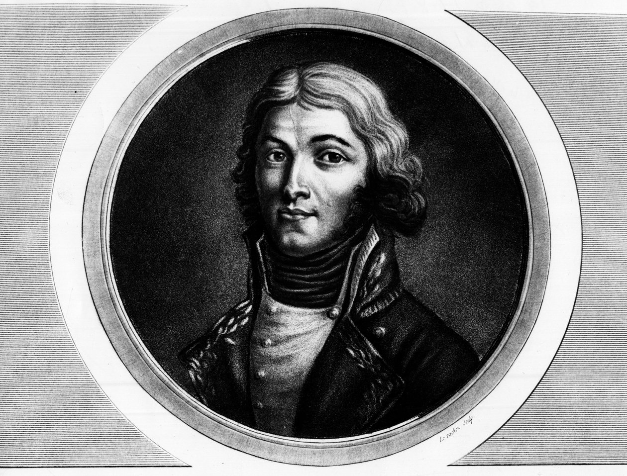 ルイ・ラザール・オッシュ将軍（1768-1797）の肖像。フランス革命の歴史的絵画全集（全3巻）」に掲載されたエングレーヴィング。1804. 作： 無名の画家