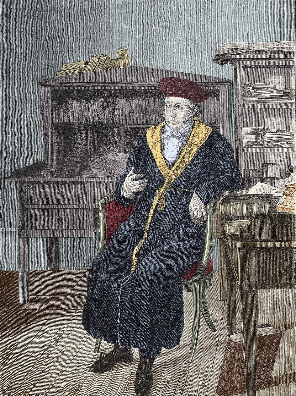 ゲオルク・ヴィルヘルム・フリードリヒ・ヘーゲルのオフィスでの肖像（1770～1831年）ドイツの哲学者 作： 無名の画家