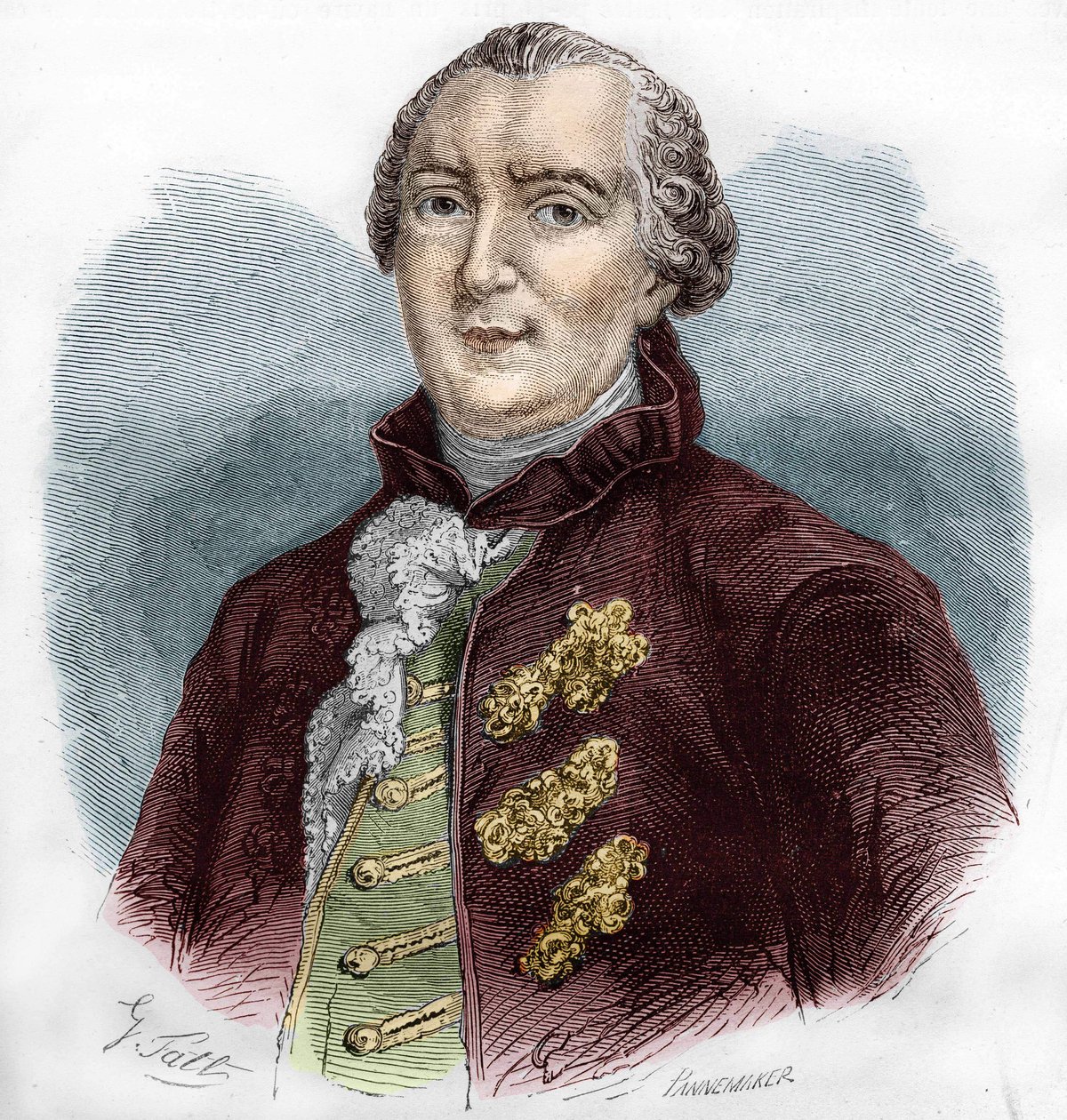 フランスの博物学者・作家であるジョルジュ・ルイ・ビュフォン（1707-1788）の肖像。 作： 無名の画家
