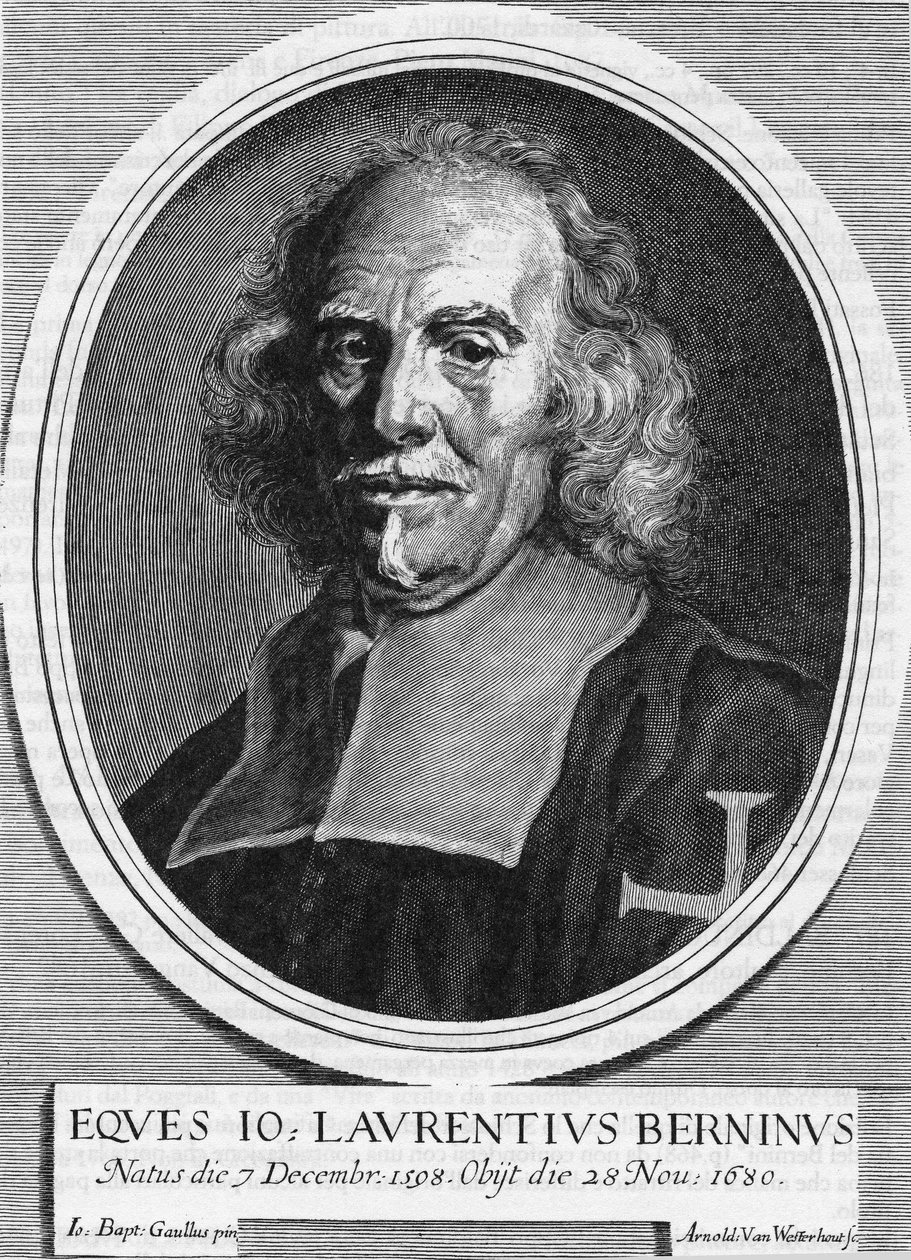 ベルニーニとして知られるジャン・ロレンツォ（ジャン・ロレンツォ）・ベルニーニの肖像（1598〜1680）（1598〜1680）イタリアの彫刻家、画家、建築家。1682年のアーノルド・ヴァン・ウェスターハウトによるエングレーヴィング。 作： 無名の画家