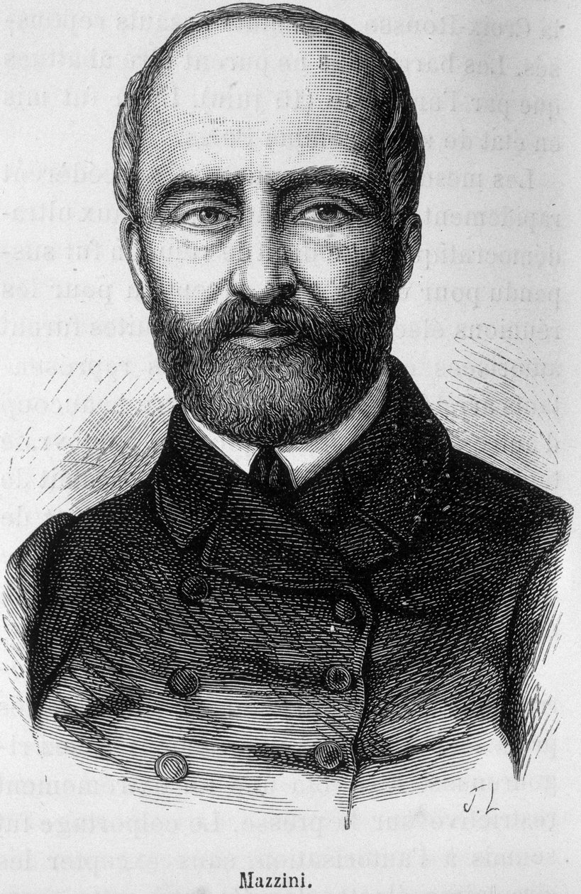 イタリアの愛国者・革命家ジュゼッペ・マッツィーニの肖像（1805年または1808年～1872年 作： 無名の画家