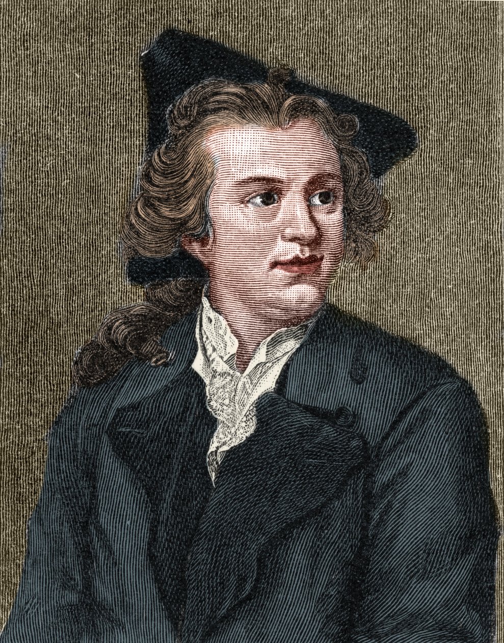Gotthold Ephraim Lessing (1729 - 1781) ドイツの作家、劇作家の肖像。 作： 無名の画家