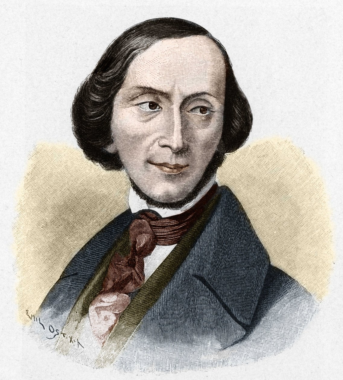 デンマークの作家、ハンス・クリスチャン・アンデルセン（1805-1875）の肖像。 作： 無名の画家