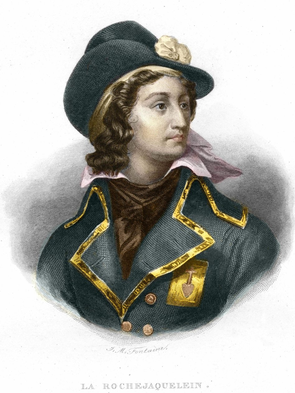ラ・ロシュジャクレン伯爵（またはヴェルジェ・ド・ラ・ロシュジャクレン）（1772-1794）アンリ・デュ・ヴェルジェの肖像、1854年のヴェンドアン将軍の刻印 作： 無名の画家