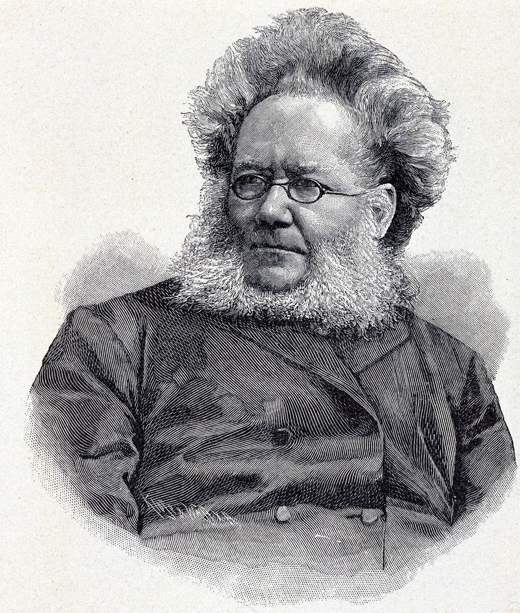 Henrik (Henri) Johan Ibsen (1828-1906) ノルウェーの詩人・劇作家の肖像 彫刻 19世紀 作： 無名の画家