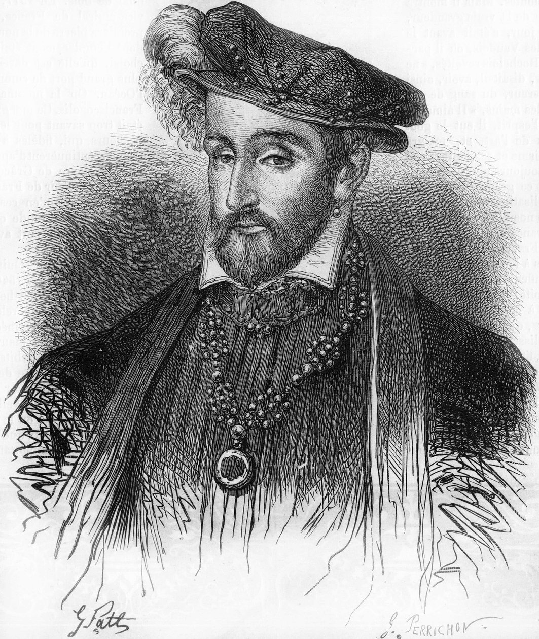 フランス王アンリ2世（1519-1559）の肖像、19世紀のエングレービング。 作： 無名の画家