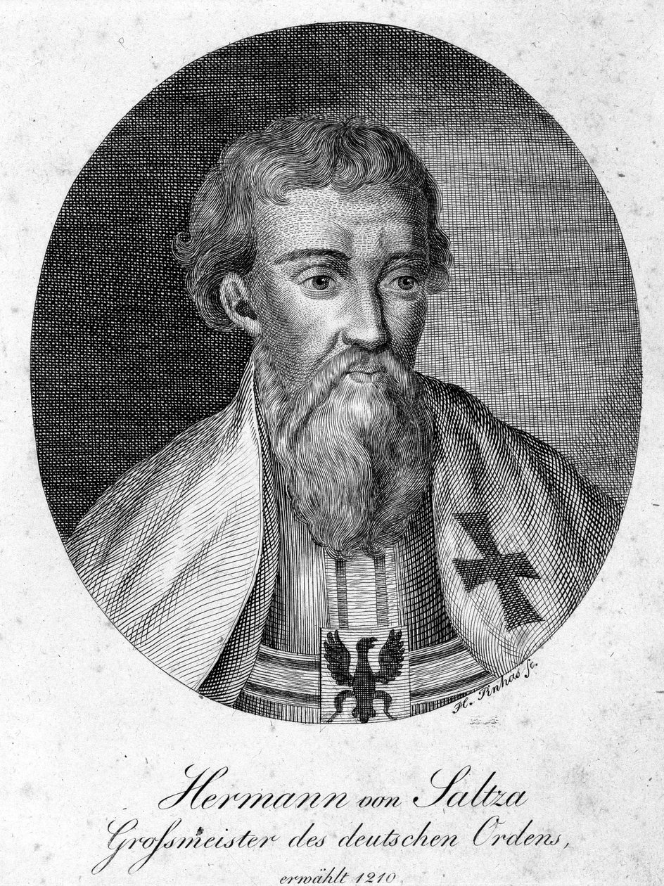 チュートン騎士団のグランドマスター、ヘルマン・フォン・サルツァ（1170年～1239年）の肖像。 作： 無名の画家