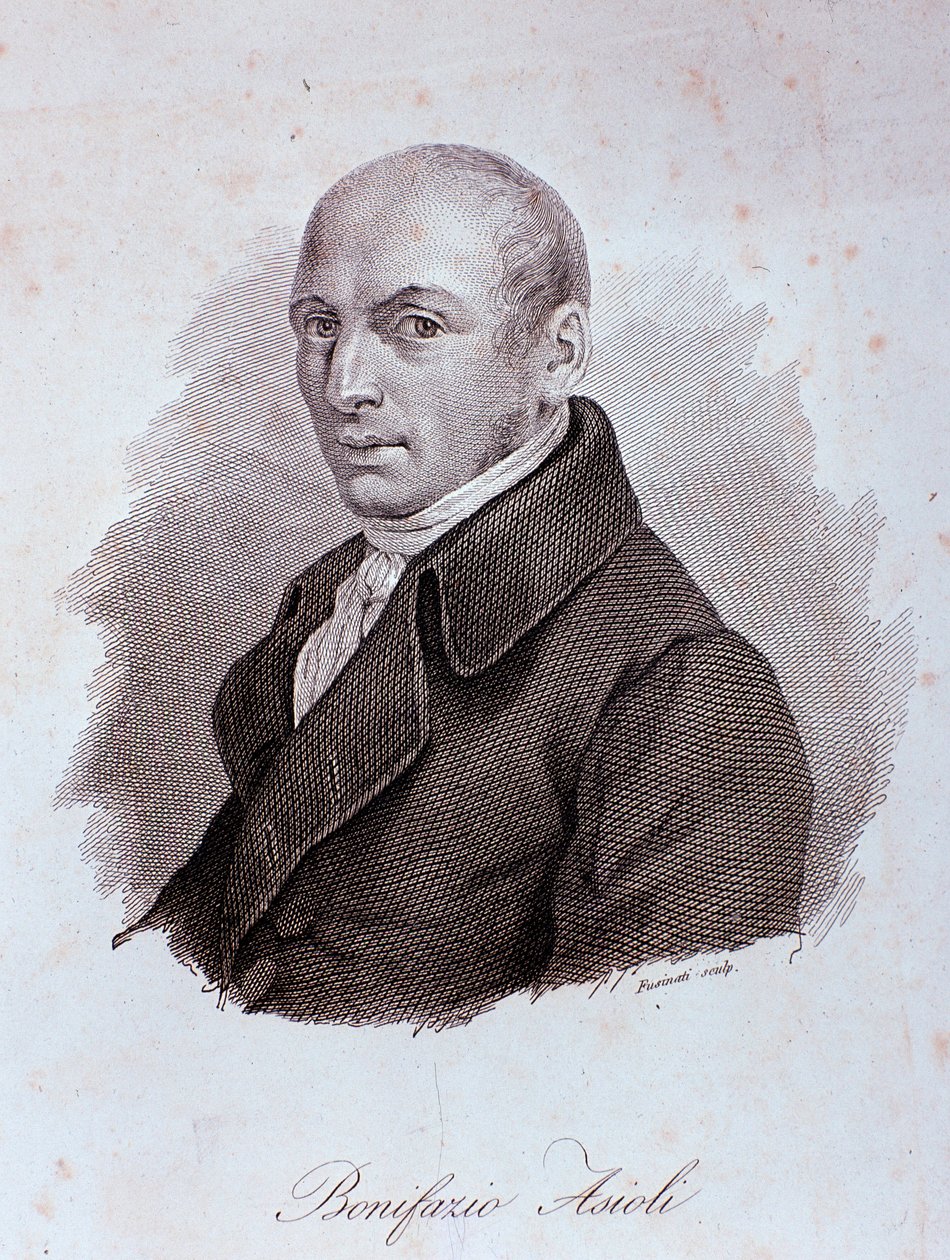イタリアの作曲家ボニファツィオ・アシオリ（1769-1832）の肖像 エングレーヴィング。19世紀ミラノ、ビブリオテカ・デル・コンセルバトリオ 作： 無名の画家