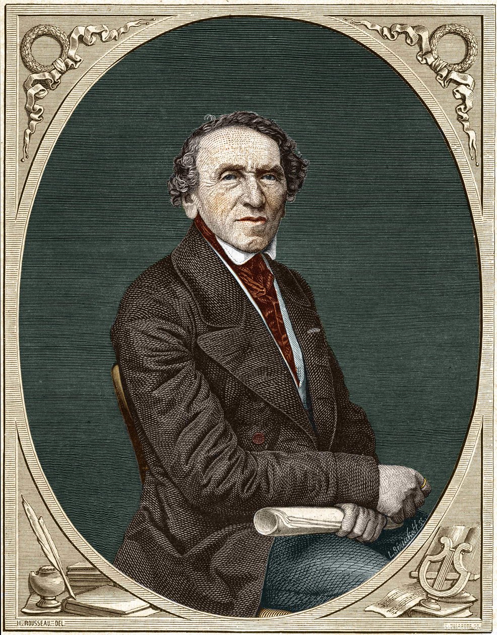 ドイツの作曲家、Jakob Liebmann Meyerbeer（1791-1864）の肖像。 作： 無名の画家
