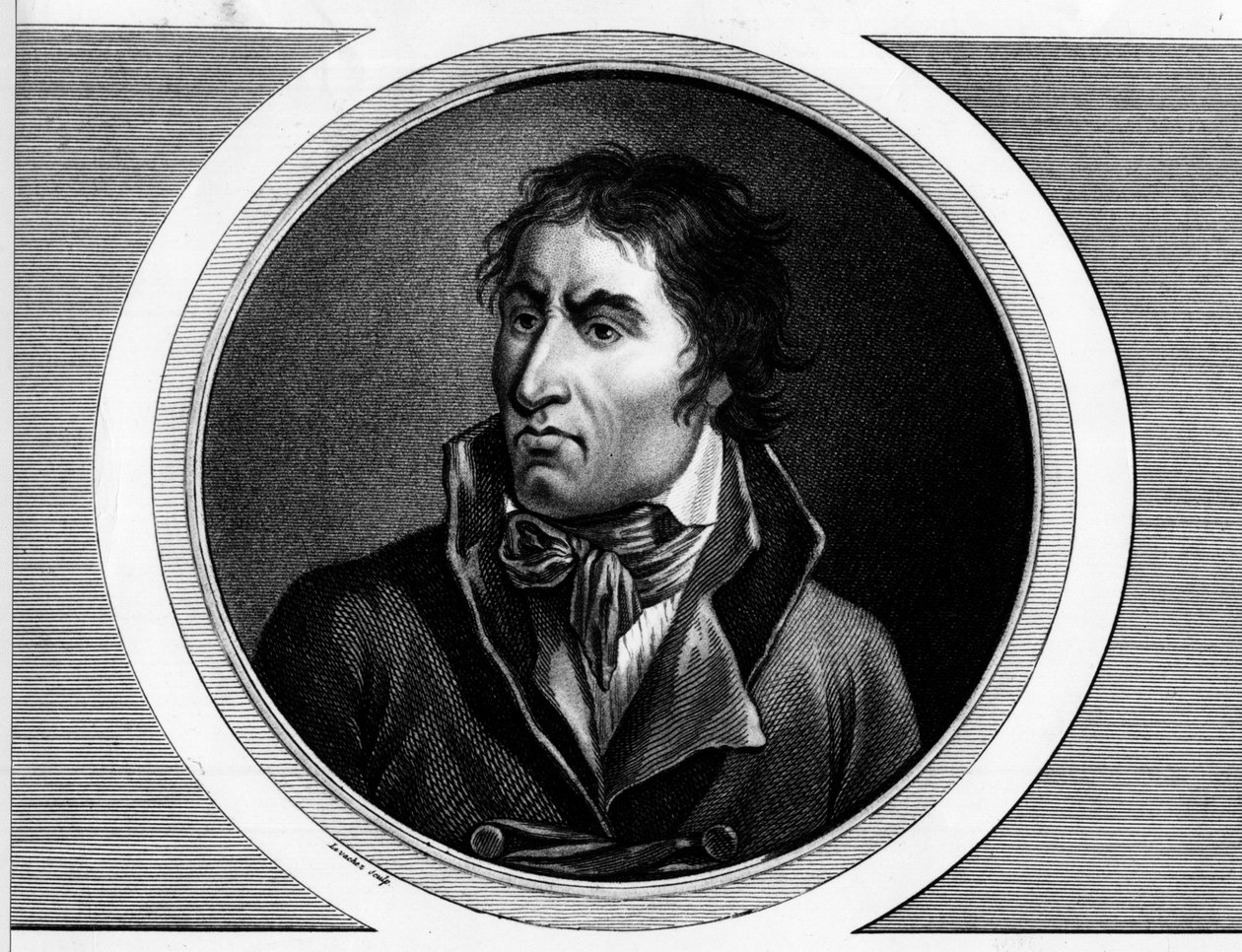 フランスの政治家、ジャン・バティスト・キャリア（1756～1794）の肖像。フランス革命の歴史的絵画全集（全3巻）」に掲載されたエングレーヴィング。1804. 作： 無名の画家