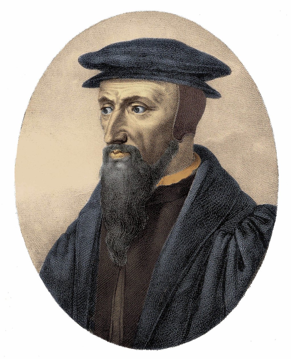 ジャン・カルヴァン（1509年～1564年）の肖像 - エングレービング 作： 無名の画家