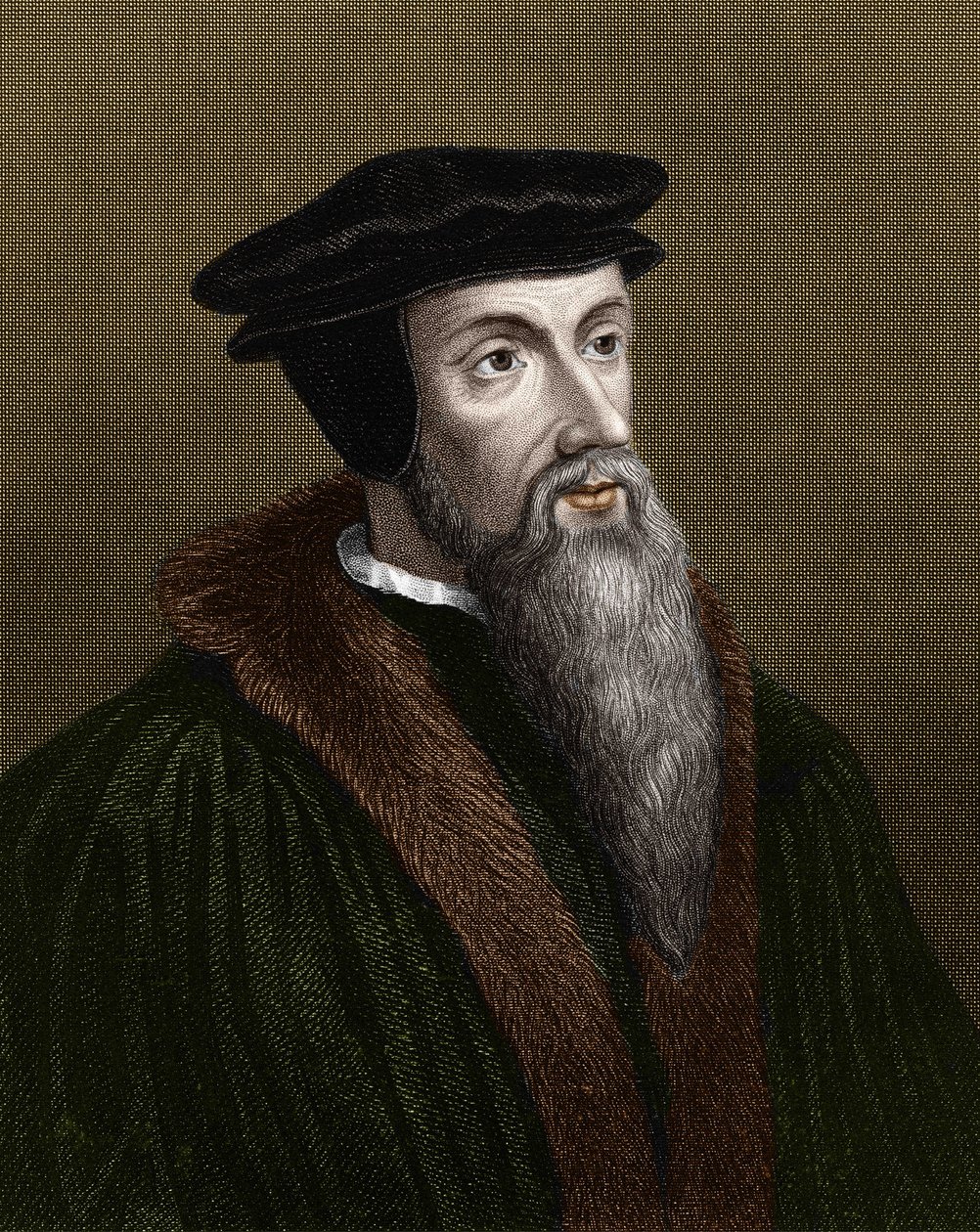 フランスの宗教改革者・作家であるジャン・カルヴァン（1509-1564）の肖像。