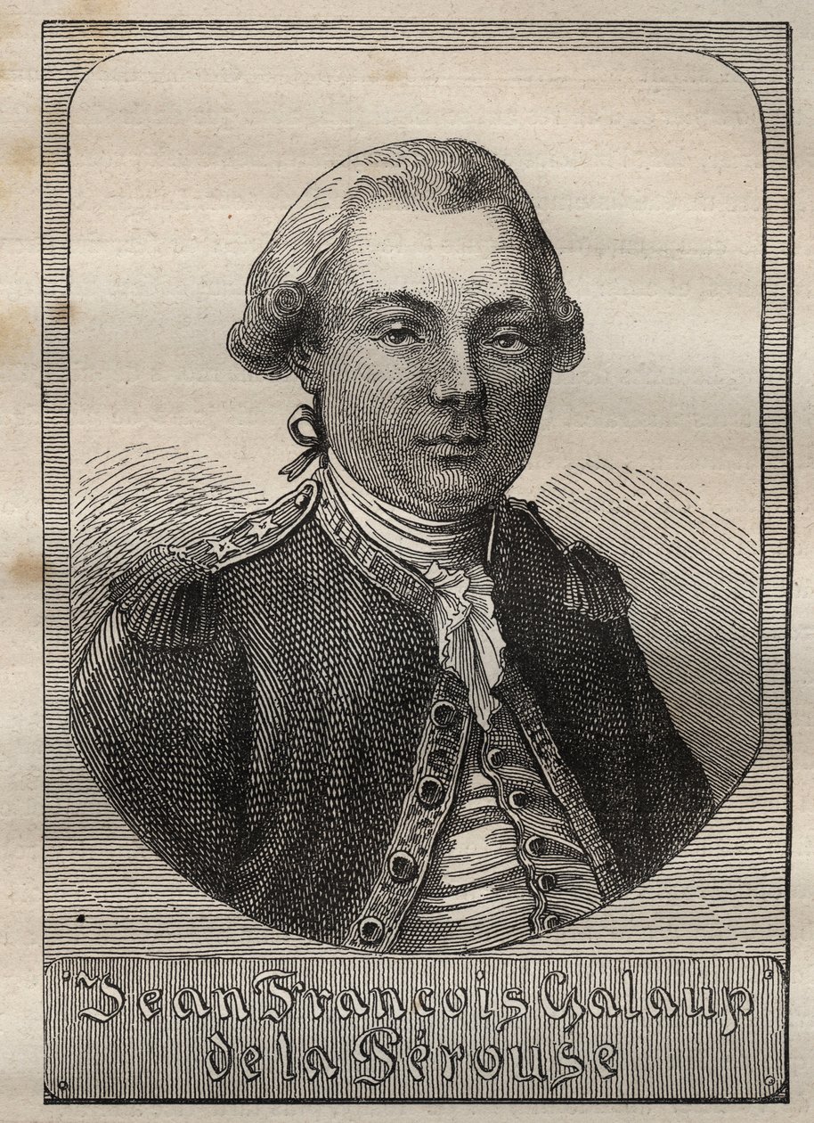 ラ・ペルーズ伯爵ジャン・フランソワ・ドゥ・ガラウプ（1741-1788）の肖像 - "The Great Mariners of 18th century "からの引用イラスト 作： 無名の画家