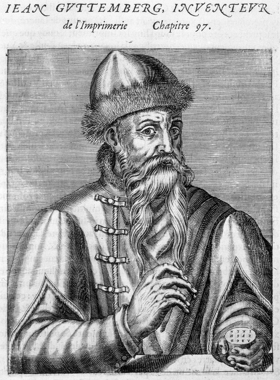 ヨハネス・グーテンベルク（1400-1468）の肖像。 作： 無名の画家