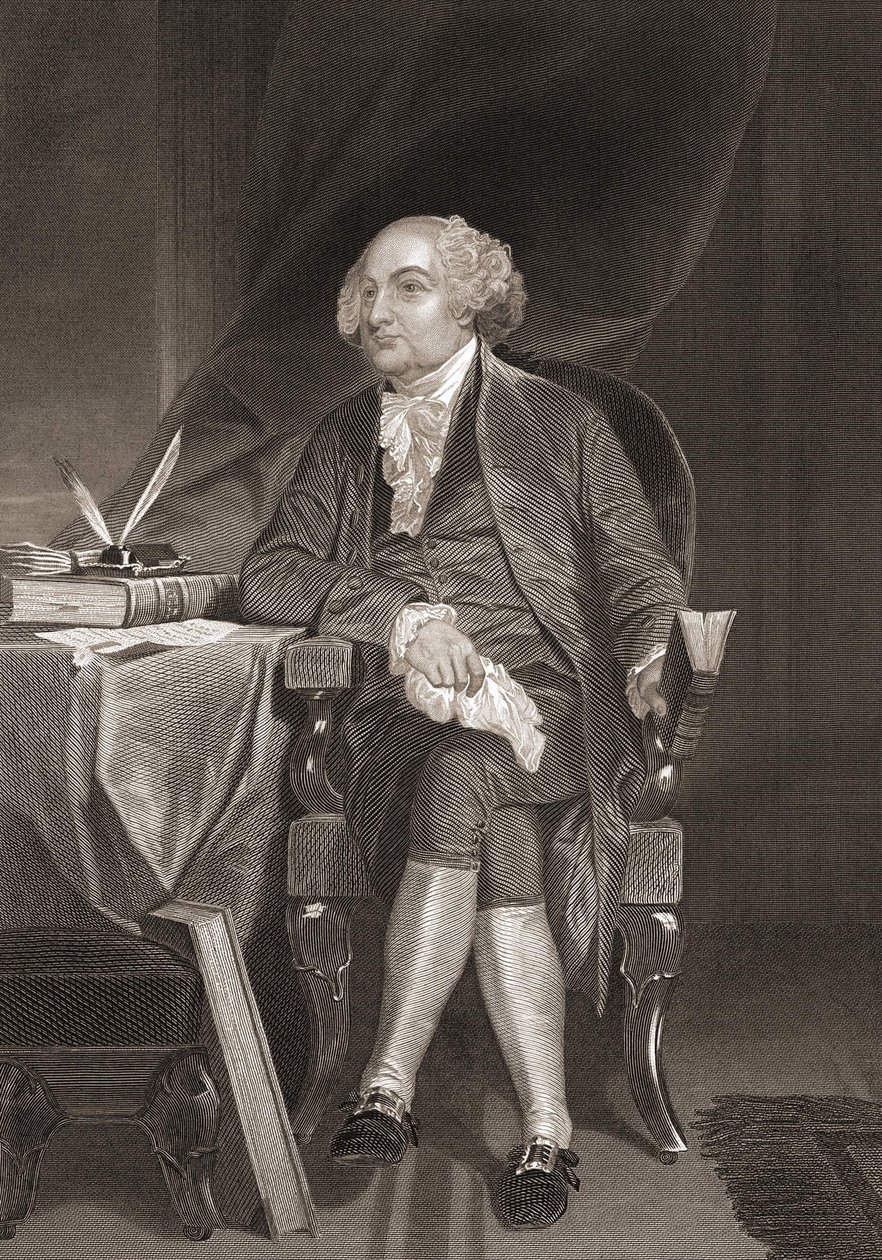 アメリカの政治家で第2代大統領ジョン・アダムス（1735-1826）の肖像。19世紀のエングレーヴィング 作： 無名の画家