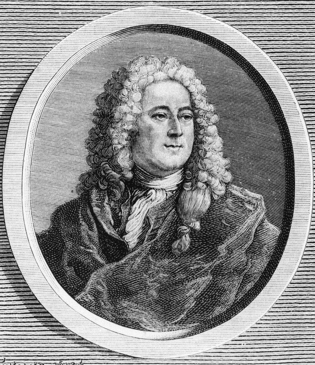 1720年に破産したスコットランドの金融業者ジョン・ロー（1671 - 1729）の肖像（カンカンポワ通りのイベント）-エドゥアール・ドラモンの「La France juive」に掲載。 作： 無名の画家