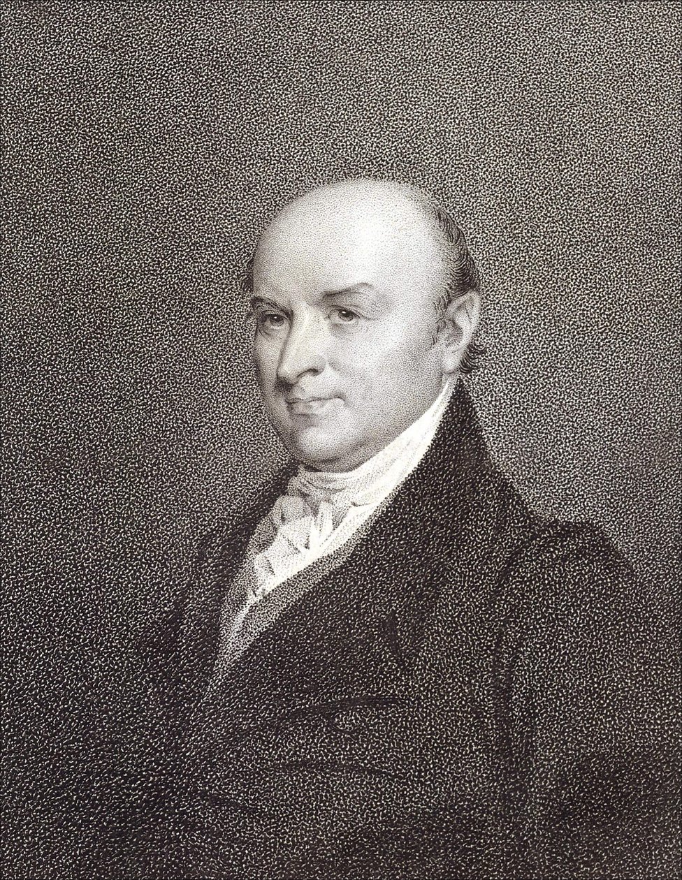 ジョン・アダムス大統領の息子であり、アメリカ大統領（1825年～1829年）であったジョン・クインシー・アダムス（1767年～1848年）の肖像。エングレーヴィング sd.19世紀 作： 無名の画家