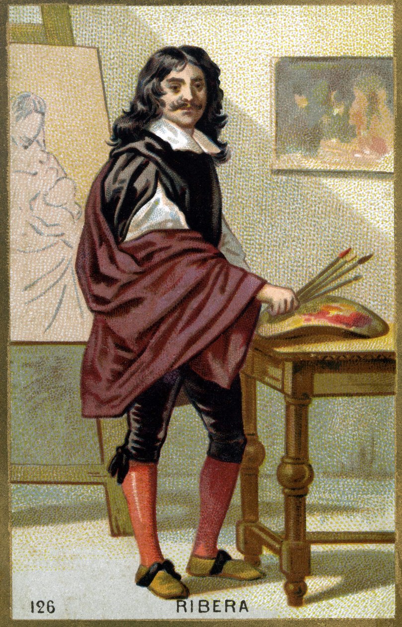 スペインの画家・彫刻家であるホセ・デ・リベラ（1591-1652）の肖像 - 19世紀のクロモリ・グラフィー 作： 無名の画家