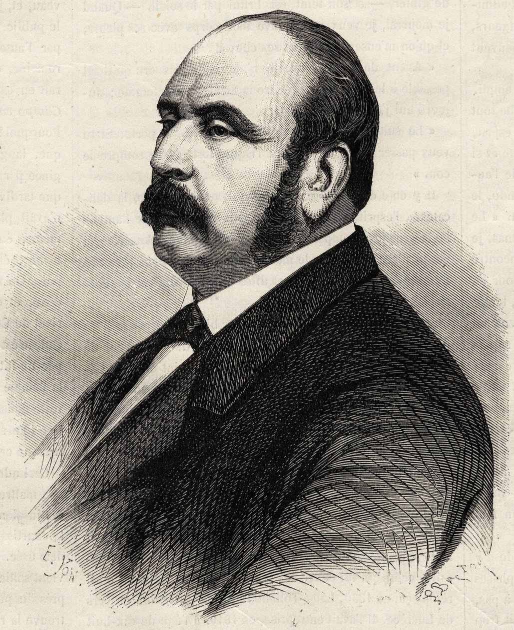 フランスの政治家、ルドゥ・ロラン(Ledru-Rollin)(1807-1874)の肖像。19世紀のエングレーヴィング。 作： 無名の画家