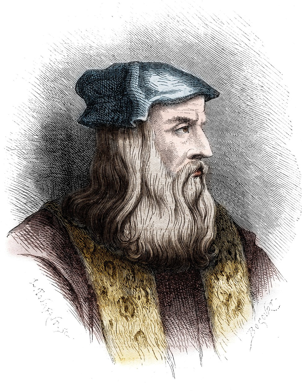 レオナルド・デ・ヴィンチの肖像（レオナルド・ダ・ヴィンチ）（1452-1519）イタリアの画家。 作： 無名の画家