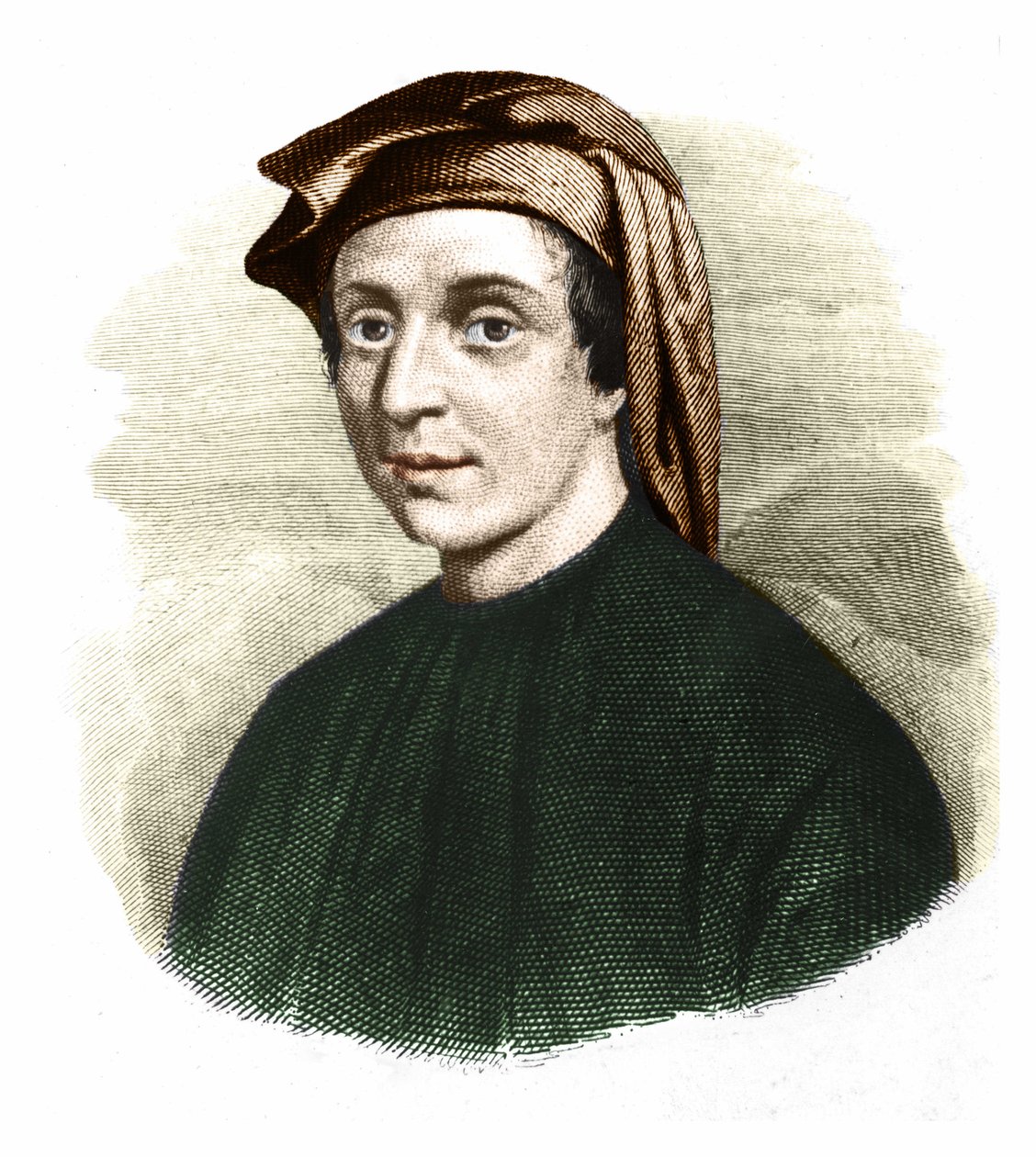 レオナルド・フィボナッチ(1170-1245)の肖像。ピサのレオナルド）。イタリアの数学者。 作： 無名の画家