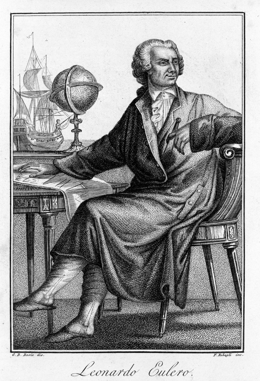 スイスの数学者、レオンハルト・オイラー（1707〜1783）の肖像。 作： 無名の画家