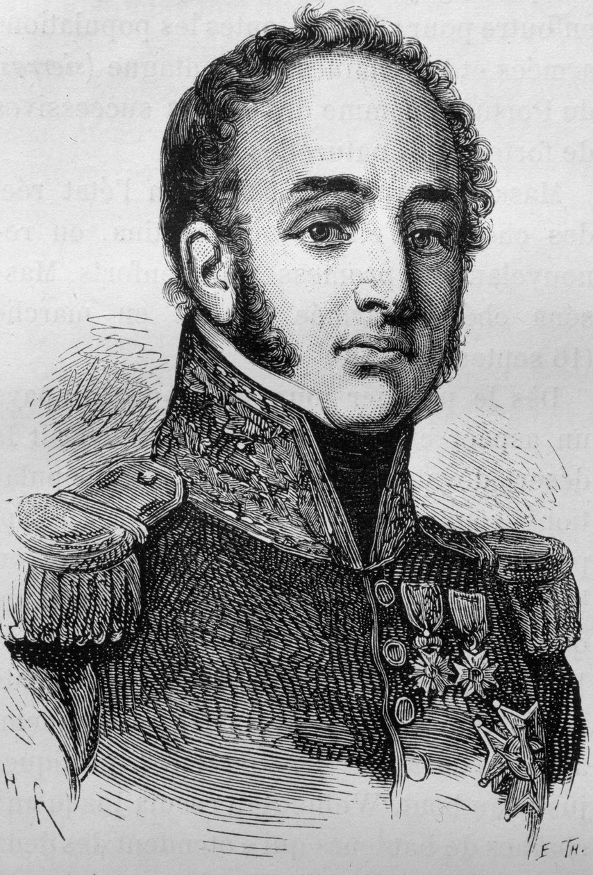 ルイ・ガブリエル（Louis-Gabriel）・スーシェ（1770-1826）の肖像。H.Martinの「Histoire de France」に掲載された19世紀末のエングレーヴィング。 作： 無名の画家