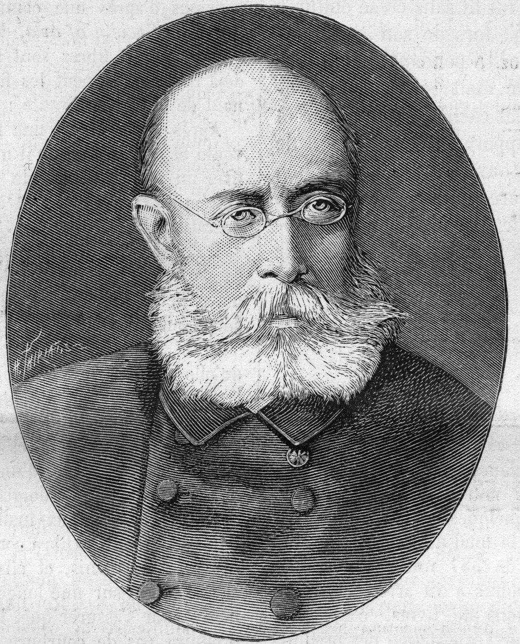 Louis Leon Cesar Faidherbe (General Faidherbe) (1818-1889), フランスの軍人・政治家の肖像。La Nature」に掲載されたエングレーヴィング。Revue des sciences et de ses applications aux arts a l
