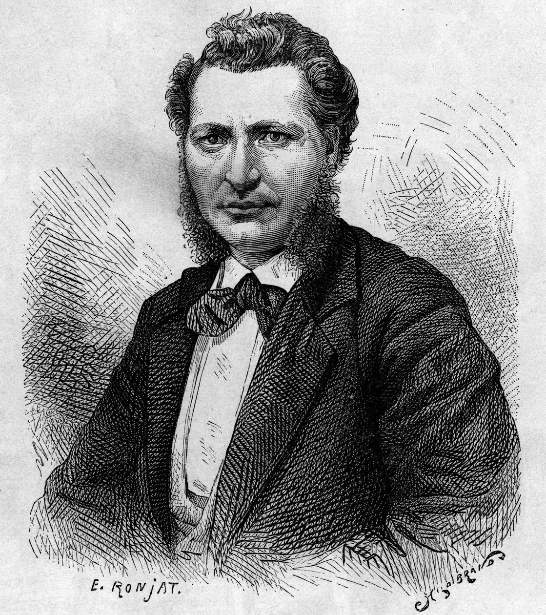 カナダの政治家でメティス族の擁護者であるルイ・リエル（1844-1885）の肖像。Le journal de la jeunesse "に掲載された版画 作： 無名の画家