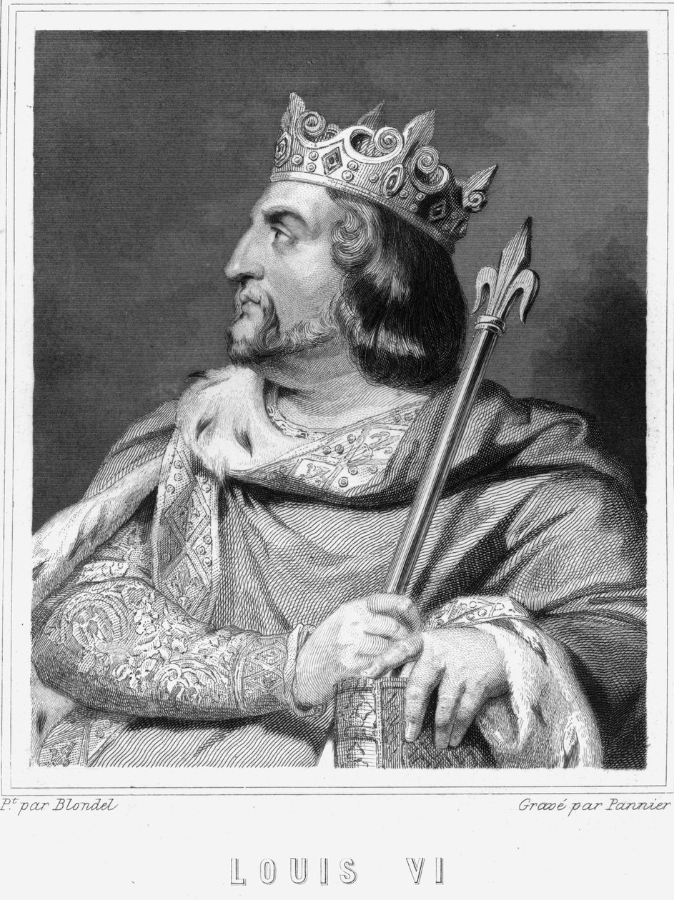 フランス王ルイ6世ル・グロ（1081 - 1137）の肖像 - ラヴァレの『フランス史』に掲載されている、エングレーヴィング、sd. 作： 無名の画家