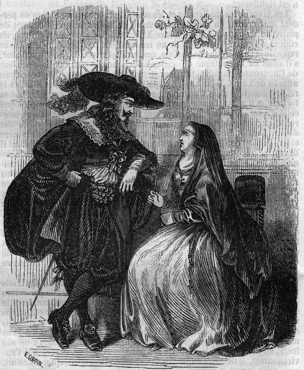フランス国王ルイ13世（1601-1643）とラファイエット嬢の肖像 - 19世紀のエングレービング 作： 無名の画家