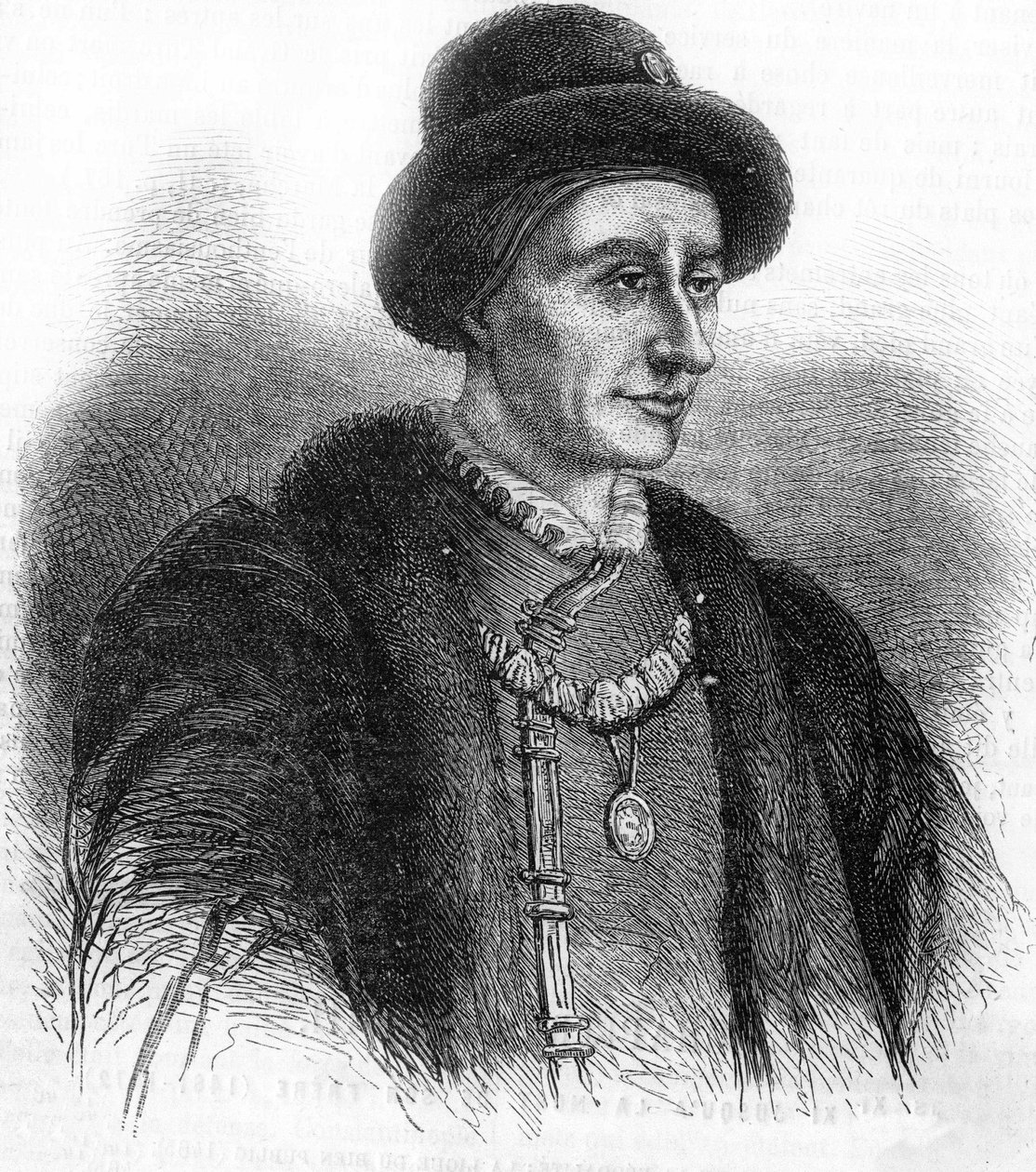 フランス王ルイ11世（1423-1483）の肖像。 作： 無名の画家