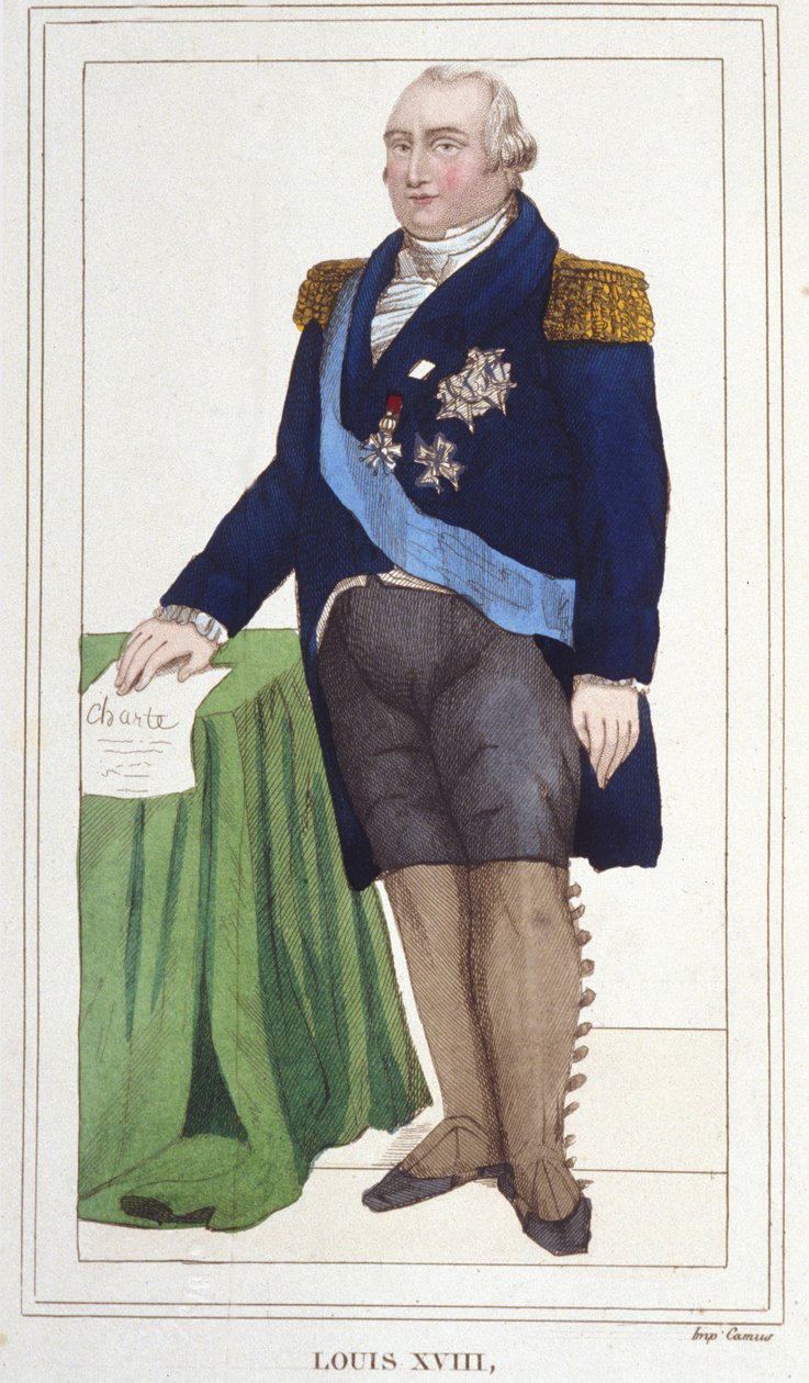 フランス王ルイ18世（1755年～1824年）の肖像 1830年の彫刻作品。 作： 無名の画家